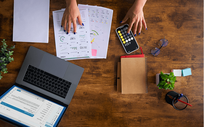 Person working with documents